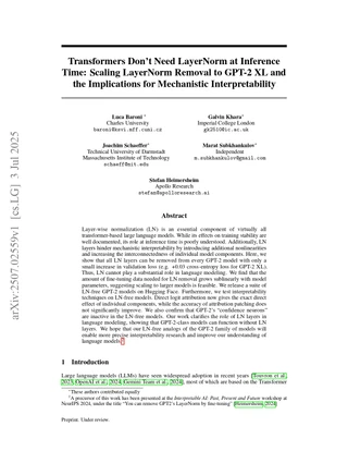 Transformers Don't Need LayerNorm at Inference Time: Scaling LayerNorm Removal to GPT-2 XL and the Implications for Mechanistic Interpretability